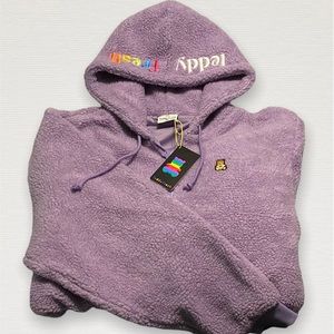 TEDDY FRESH Lavender Faux Sherpa Quarter-Zip Hoodie 3XL NWT